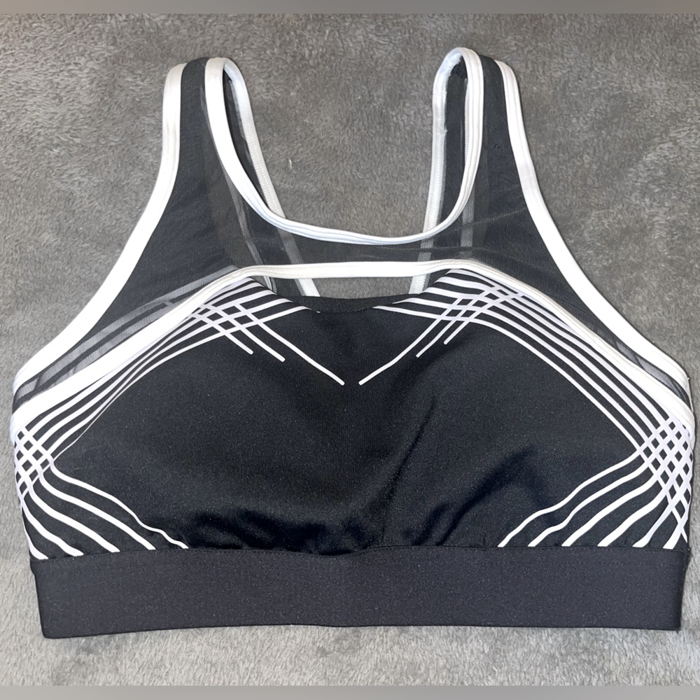 Adidas Sports Bra size S black and white cutout mesh